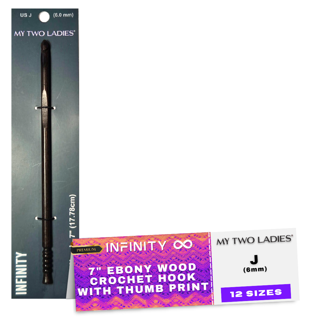 Infinity | Crochet Hook | Ebony | w/thumb print | 12 Sizes