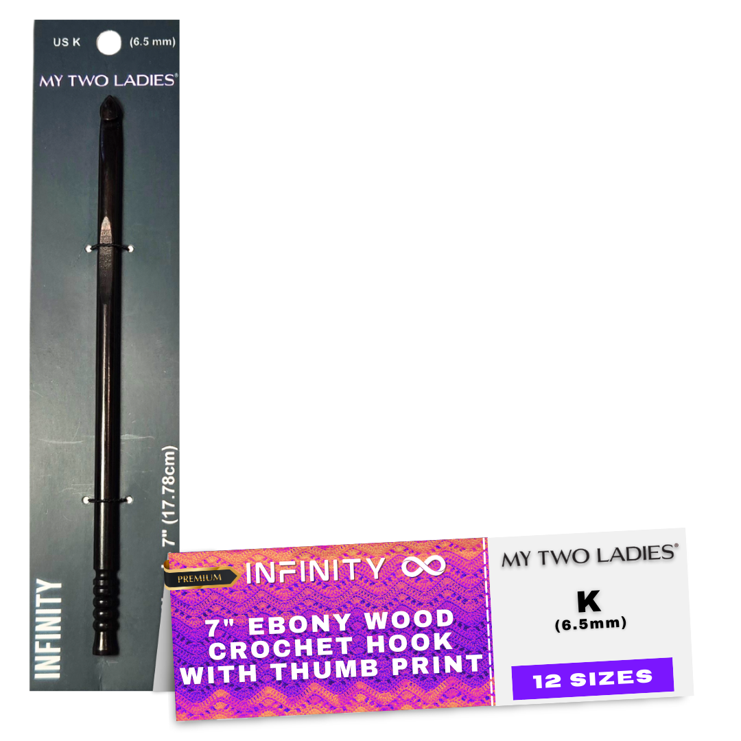 Infinity | Crochet Hook | Ebony | w/thumb print | 12 Sizes