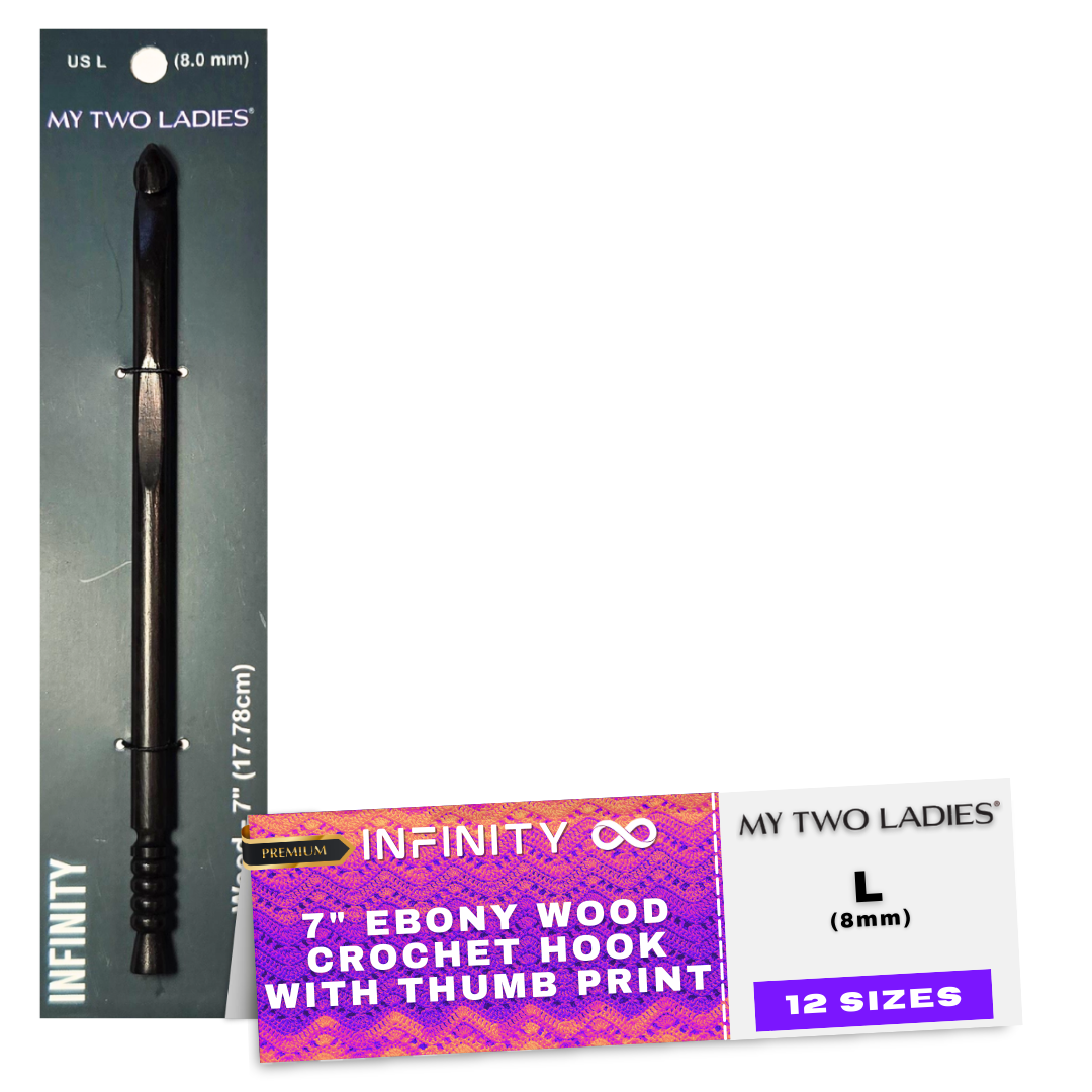 Infinity | Crochet Hook | Ebony | w/thumb print | 12 Sizes
