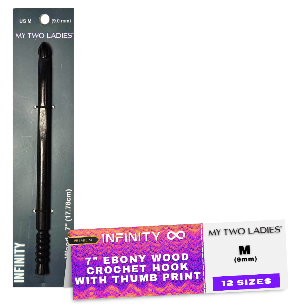 Infinity | Crochet Hook | Ebony | w/thumb print | 12 Sizes