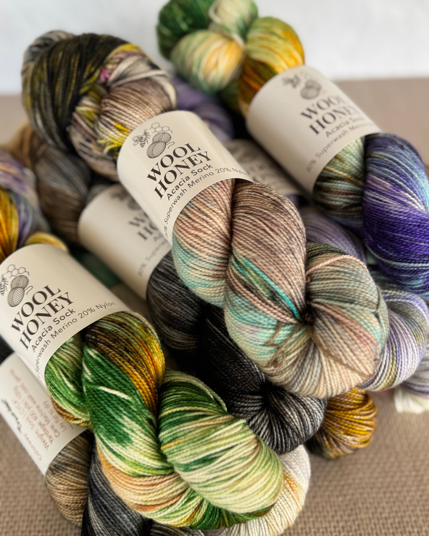 Acacia hand dyed sock yarn