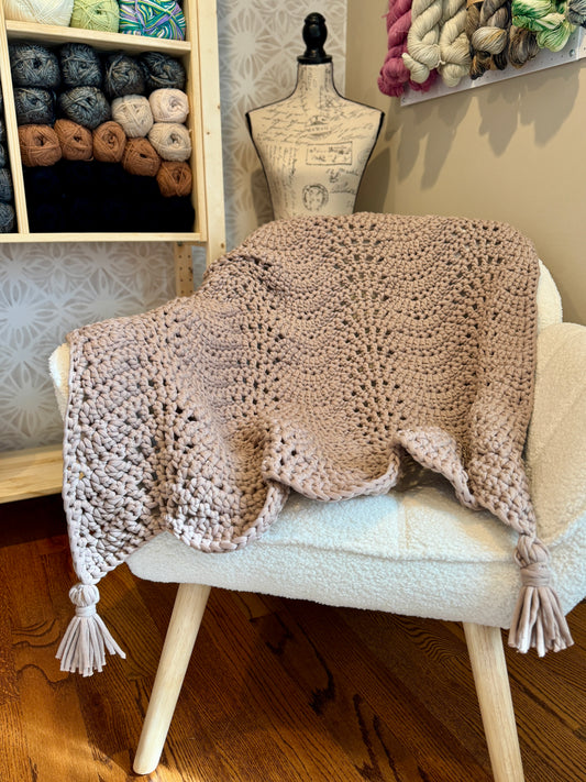 Birch Lane Throw – Textured Crochet Blanket Pattern PDF | Cozy Throw