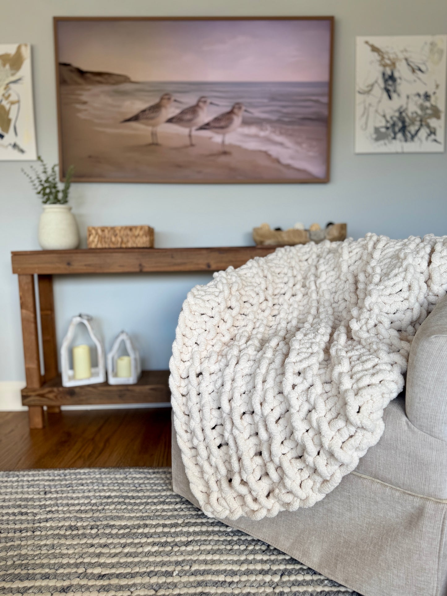 Hampton Knit Throw Pattern – Jumbo Yarn Blanket, Beginner-Friendly, Modern Home Decor