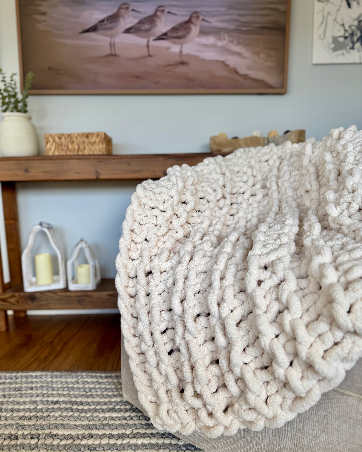 Hampton Knit Throw Pattern – Jumbo Yarn Blanket, Beginner-Friendly, Modern Home Decor