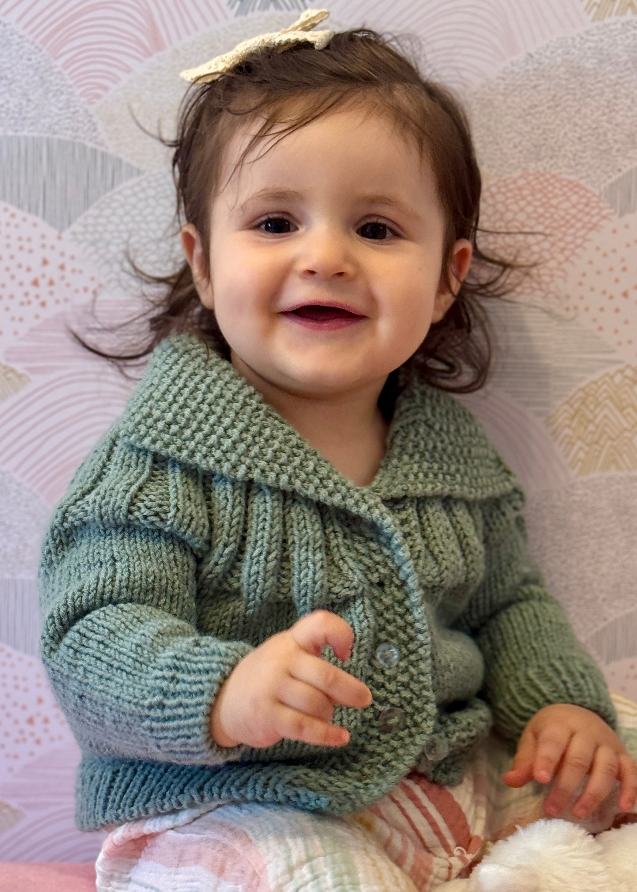 Green baby cardigan hotsell