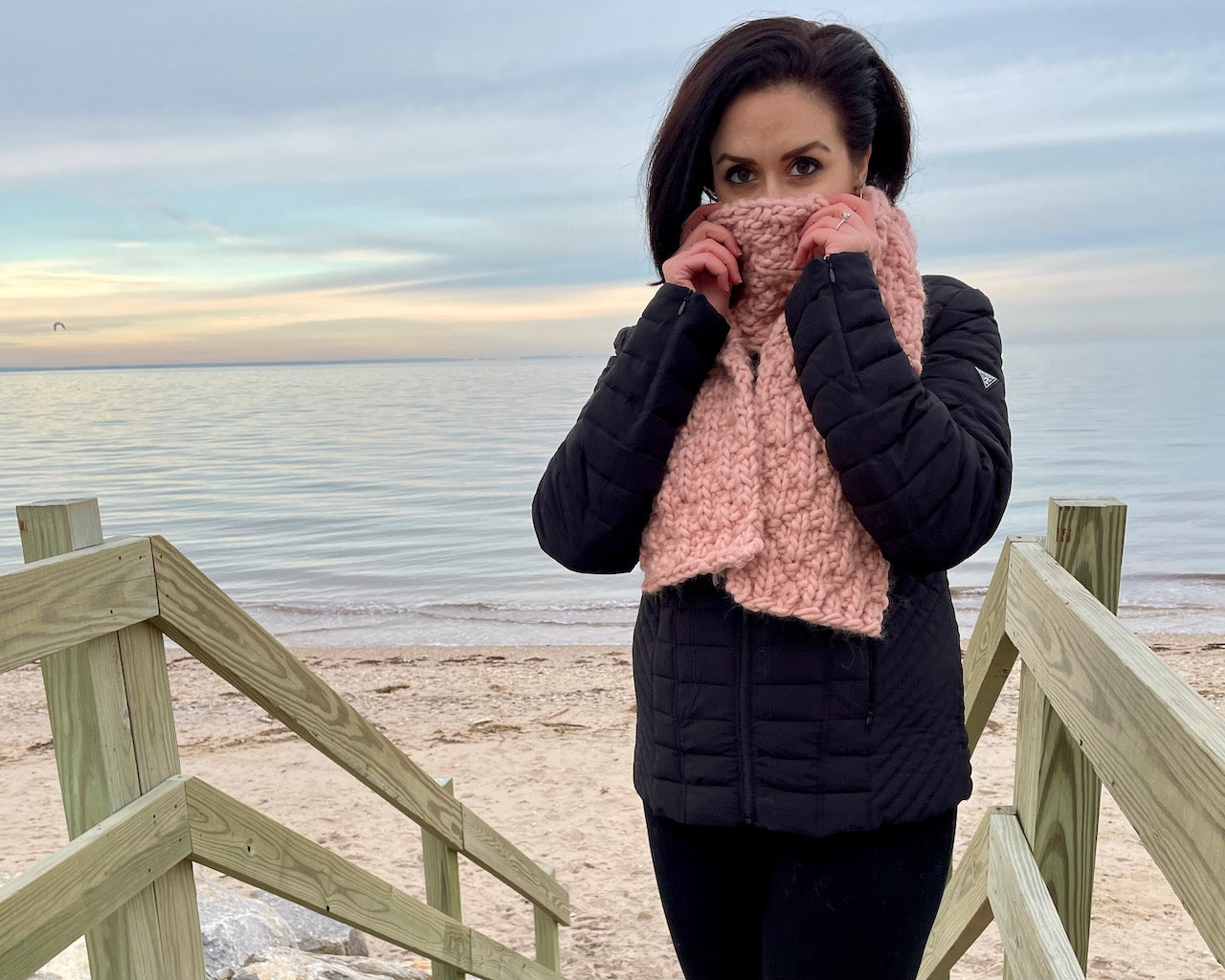 textured knit stitches detail – Belle Terre Scarf pattern