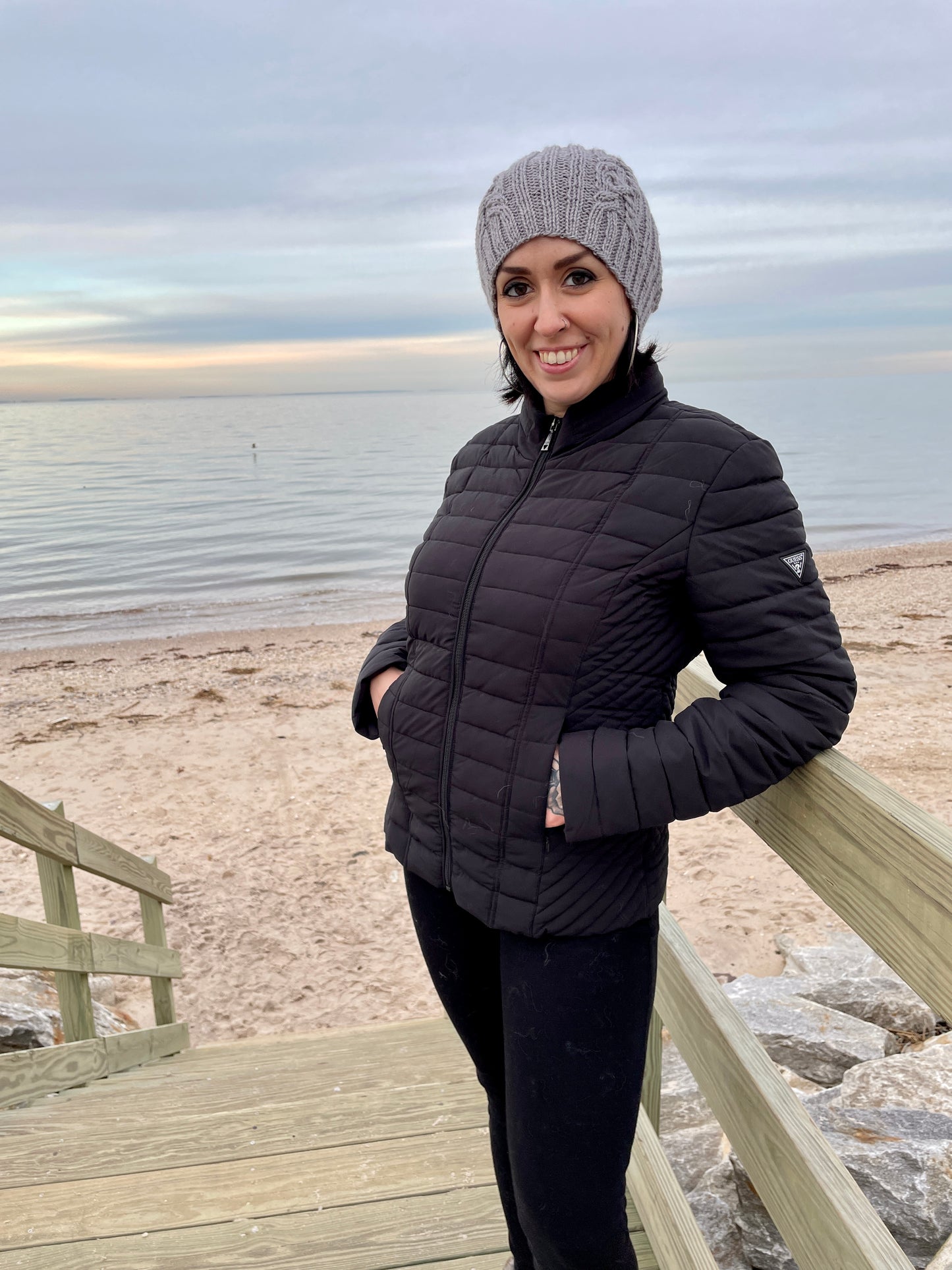 cabled knit beanie hat